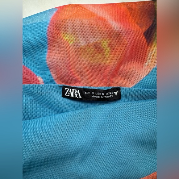 Zara Small Drape Printed Tulle Dress - Picture 3 of 8